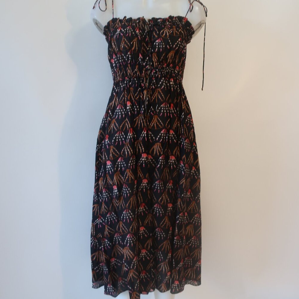 NWT Womens Ulla Johnson Black, Brown Print Maxi Swim Coverup Dress W/Coverup Sha